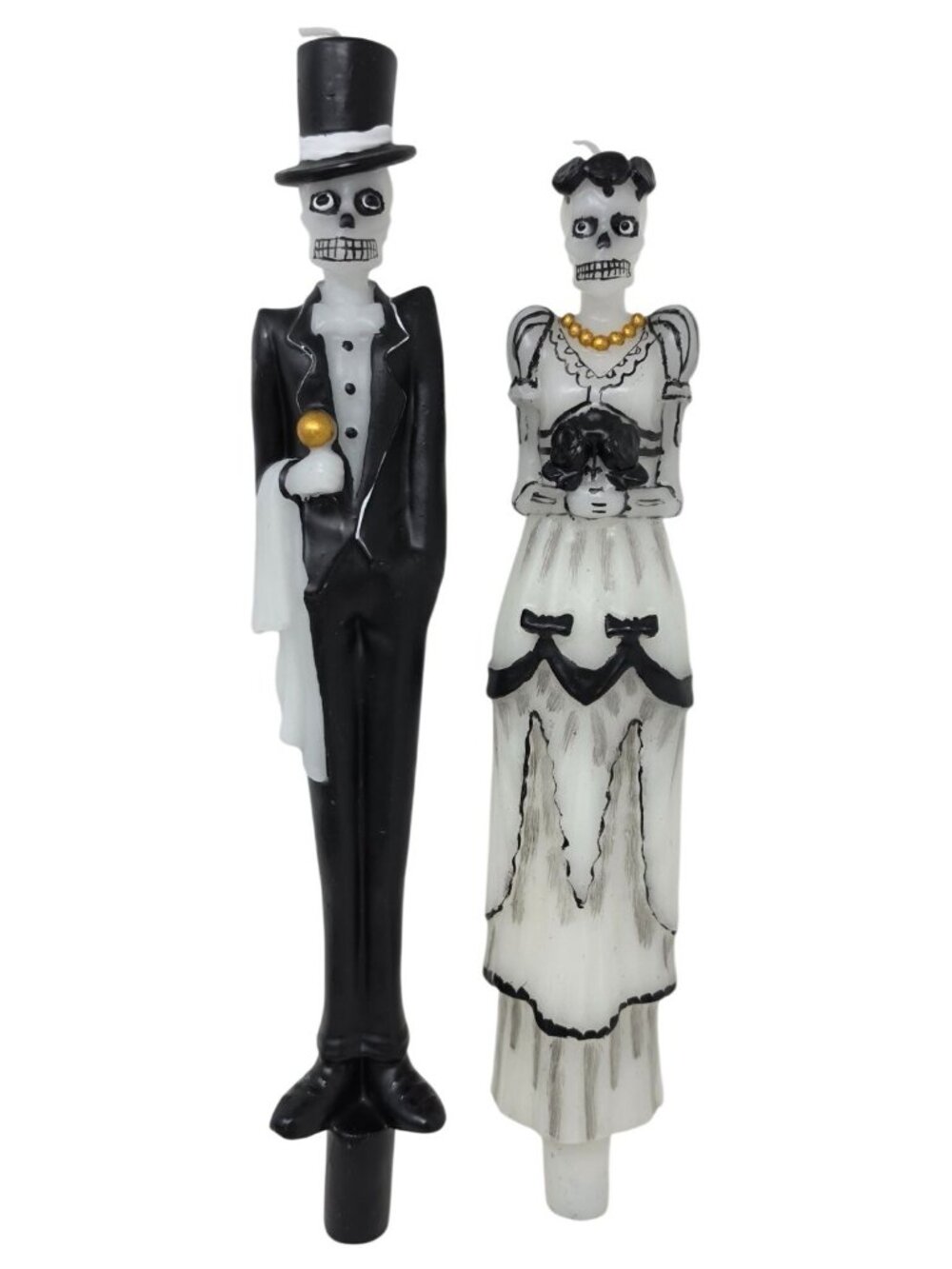 Halloween Skeleton Bride and Groom 12" Wedding Candles